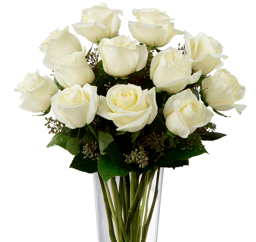Puro Amor Luxo: Buquê com doze rosas brancas no vaso