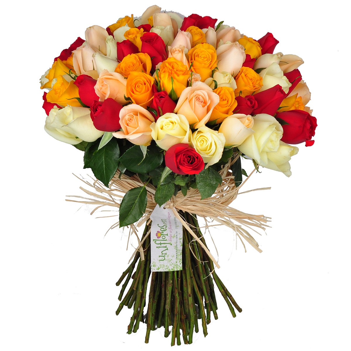 Buquê de flores colorido 101 rosas - Uniflores