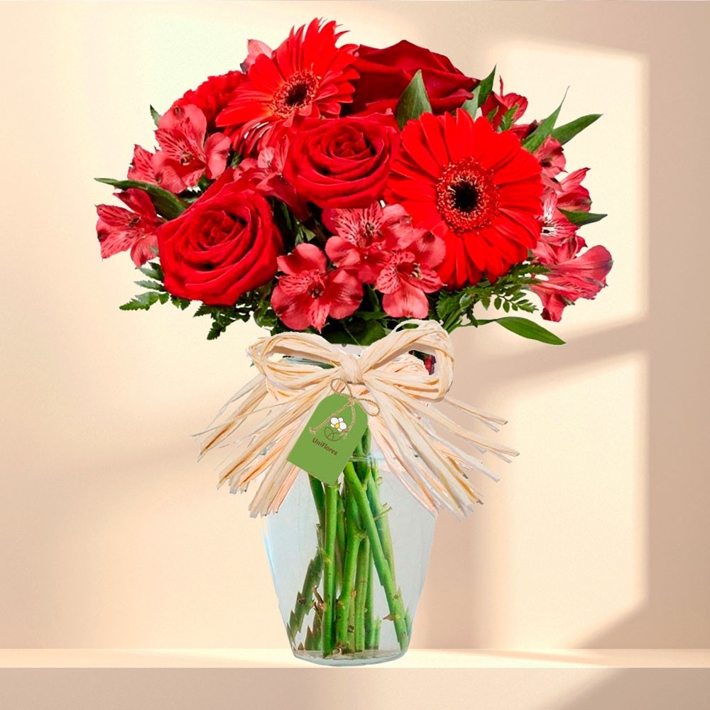 Buquê de flores para presente Mensagem de Amor no Vaso | Para todo Brasil  na Uniflores