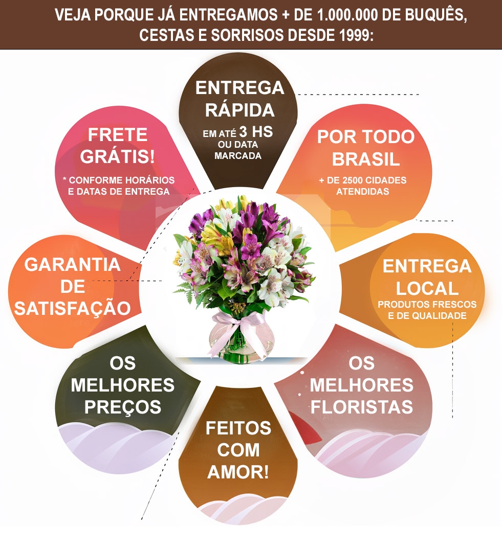 Arranjo de Flores Astroemérias coloridas Cores e Amores Arranjo de Flores Astroemérias coloridas Cores e Amores