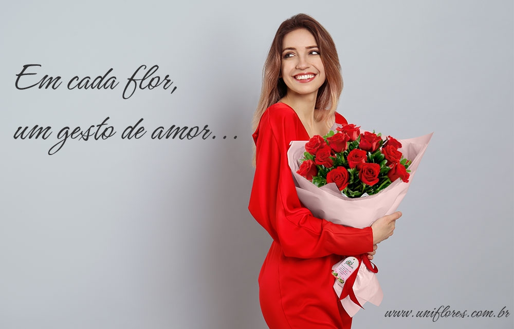 Buquê de flores Tradicional 12 Rosas - Entrega todo Brasil