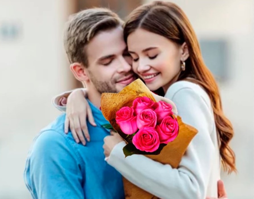 Buquê romântico de 6 rosas cor de rosa Buquê de 6 rosas cor de rosa