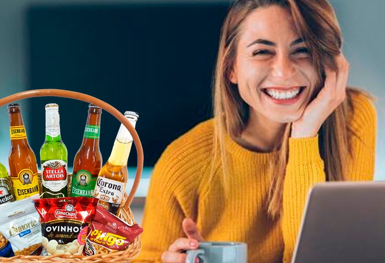 Cesta Happy Hour com cervejas e Salgadinhos Cesta Happy Hour com cervejas Variadas e Salgadinhos