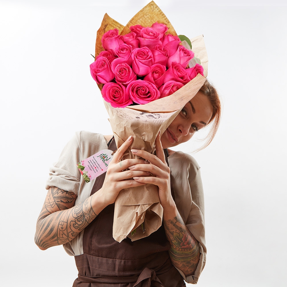 Buquê com 18 rosas pink Buquê com 18 rosas pink